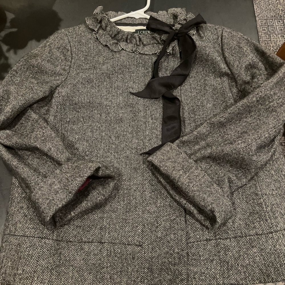 JCrew cropped tweed herringbone coat